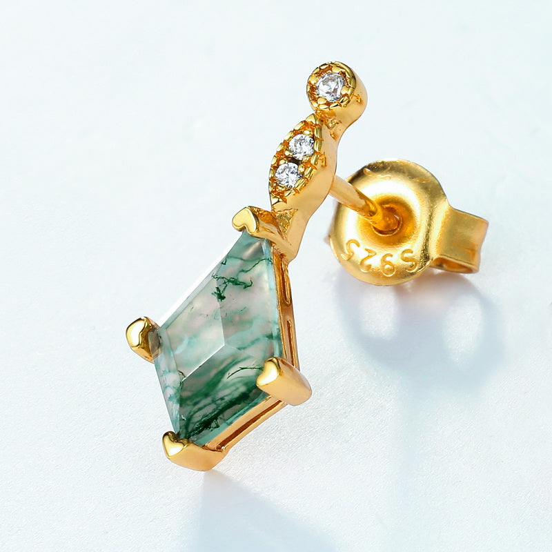 Whispering Moss Agate Stud Earrings
