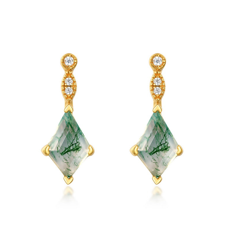 Whispering Moss Agate Stud Earrings