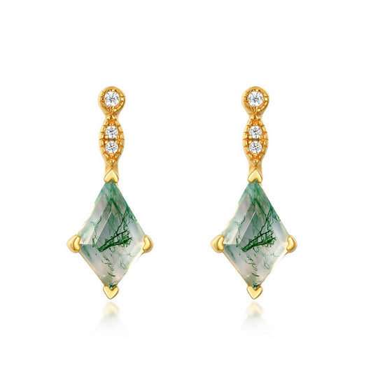 Whispering Moss Agate Stud Earrings
