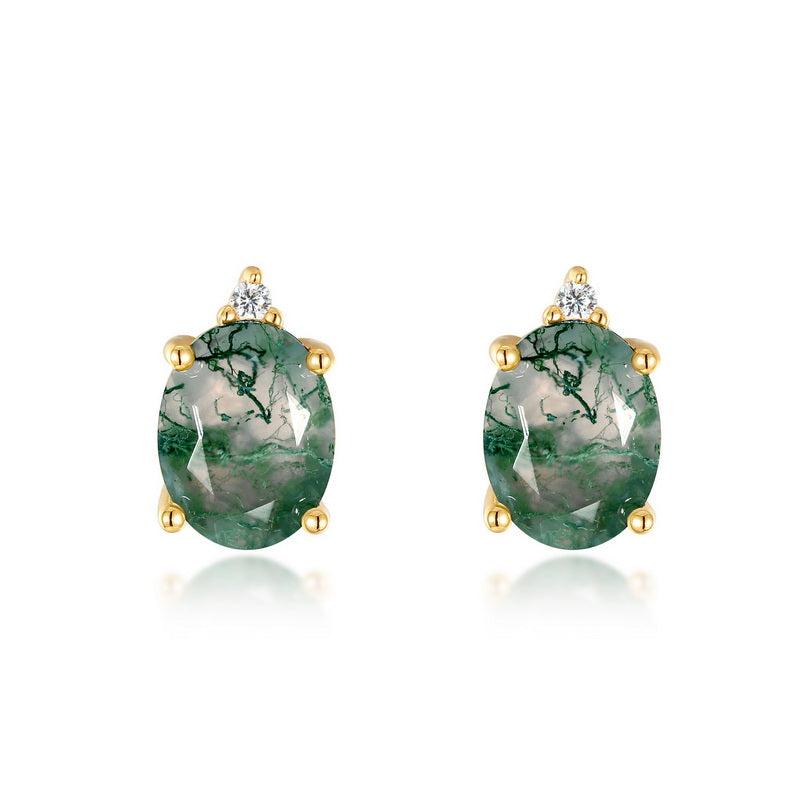 Midori Moss Agate Stud Earrings