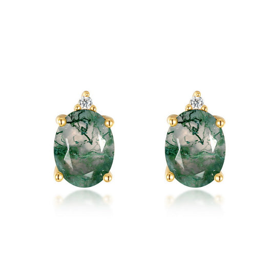 Midori Moss Agate Stud Earrings