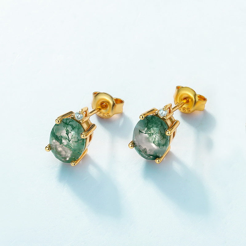 Midori Moss Agate Stud Earrings